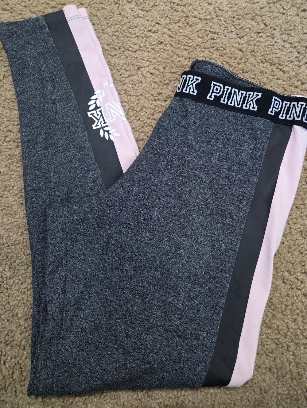 PINK Victoria's Secret Large Vintage Logo Activewear Leggings Tights HTF
